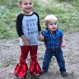 4T Red pleather bells